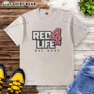 Pretty Red 4 Life Dat Dude washed t-shirt featuring vibrant red color and trendy design, perfect for casual wear.