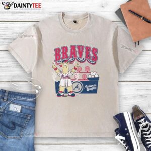 Awesome Mitchell & Ness Cream Atlanta Braves Step Back Up Washed T-Shirt showcasing vintage style and team spirit.