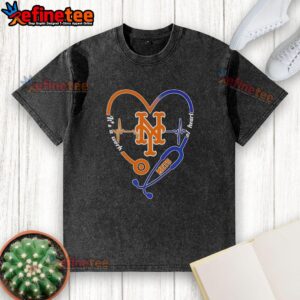 Alt Text: Official New York Mets Stethoscope Heartbeat T-Shirt showcasing a vibrant design for baseball fans and health enthusiasts.