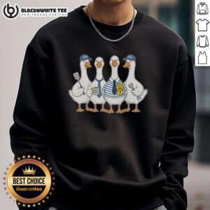 Group of geese in humorous design on a 'Good Funny Father's Day' sweatshirt, perfect gift for dads who love a laugh.