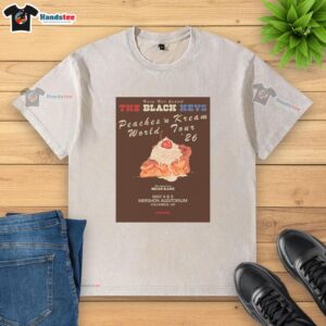 Premium The Black Keys poster for Columbus, OH concert on May 4-5 featured on a washed t-shirt design.