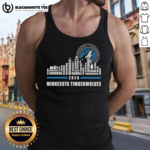 Official Minnesota Timberwolves X Skyline City 2026 tank top featuring player names and team logo design.