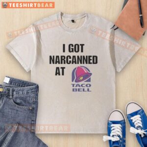 Pretty I Got Narcanned At Taco Bell washed t-shirt featuring vibrant colors and a fun design, perfect for casual wear.