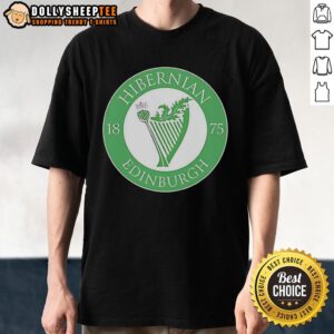 Good Hibernian FC Edinburgh Scotland 1875 logo t-shirt featuring the iconic team emblem in vibrant colors.