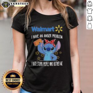 Alt Text: Cute Stitch x Walmart I Have An Anger Problem Ladies Tee featuring playful design and bold text on a stylish shirt.