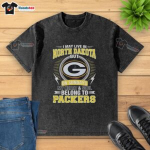 Alt Text: Pretty Green Bay Packers NFL washed t-shirt showcasing loyalty to the team, perfect for fans in North Dakota on game day.