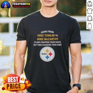 Pretty Going From Mike Tomlin To Mike McCarthy T-Shirt design featuring bold graphics and team colors for sports fans.