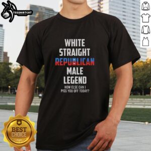 Premium white straight Republican male legend T-shirt featuring bold graphics and a comfortable fit for supporters.