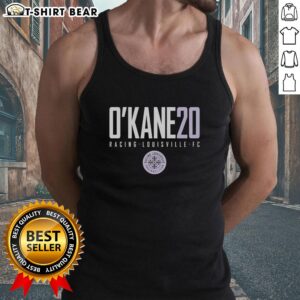 Alt Text: Top Okane 20 Racing Louisville FC tank top featuring vibrant team colors and logo, perfect for sports fans.