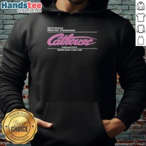 Alt Text: Premium Riki Rachtman's World Famous Cathouse Hollywood hoodie showcasing rock and roll style in a private club setting.