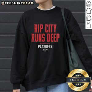 Pretty Portland Trail Blazers 'Rip City Runs Deep' sweatshirt, perfect for cheering during the 2026 playoffs.
