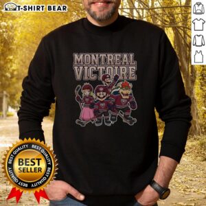 Nice Montreal Victoire Super Mario Team Ice Hockey sweatshirt featuring vibrant graphics and cozy design for fans.