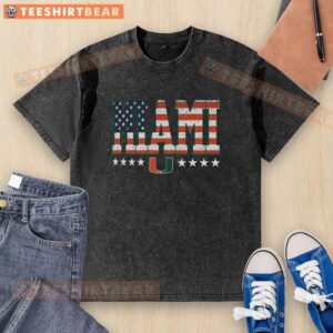 Premium Miami Hurricanes Tall Type Flag Washed T-Shirt featuring vibrant team colors and logo for ultimate fan style.