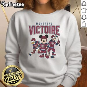 Nice Montreal Victoire Disney Team Ice Hockey sweatshirt featuring vibrant colors and a stylish design for fans.