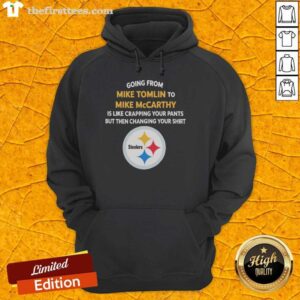 Funny meme comparing Mike Tomlin to Mike McCarthy, humorously depicting the discomfort of changing hoodies.