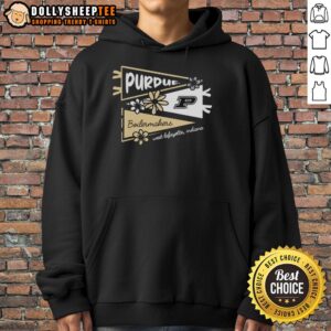 Alt Text: Cozy hoodie featuring Nice Purdue Boilermakers flags, perfect for fans in West Lafayette, Indiana.