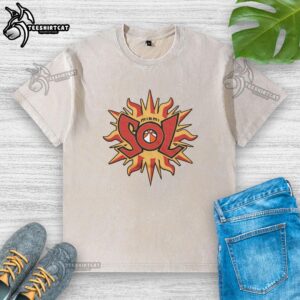 Nice Miami Sol washed t-shirt in soft fabric, perfect for casual wear and summer style, featuring vibrant colors and relaxed fit.