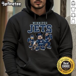 Alt Text: Awesome Winnipeg Jets Disney Team ice hockey hoodie featuring vibrant colors and team logo, perfect for fans.