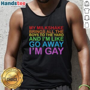 Vintage tank top featuring 'My Milkshake Brings All The Boys' design, perfect for LGBT Pride Month celebrations.