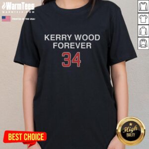 Alt Text: Official Kerry Wood Forever 34 Chicago Cubs Ladies Tee - Stylish women's shirt for Cubs fans celebrating Kerry Wood.