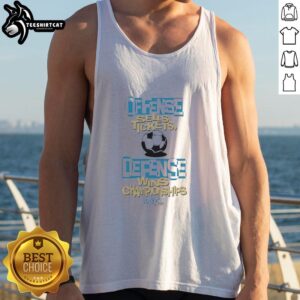 Stylish tank top featuring 'Defense Wins Championships, Offense Sells Tickets' slogan, perfect for sports fans and athletes.