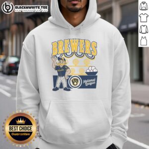 Top Mitchell Ness Cream Milwaukee Brewers Step Back Up Hoodie, showcasing sporty design and team logo in cream color.