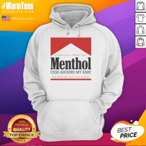 Child in red hoodie with a sign saying 'Please Dont Smoke Your Menthol Cigs Around My Baby' promoting smoke-free environments.