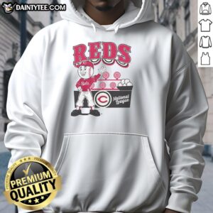 Alt Text: Awesome Mitchell & Ness Cream Cincinnati Reds Step Back Up Hoodie for stylish fan apparel and comfort.