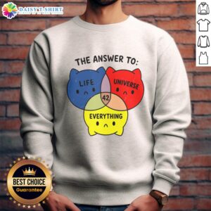 Good The Answer To Everything 42 cute sweatshirt featuring vibrant colors and playful design for casual wear.