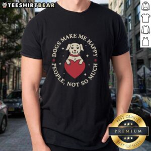 Good Dogs Make Me Happy T-Shirt featuring a playful dog graphic, perfect for dog lovers and casual wear.