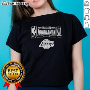 Nice Los Angeles Lakers NBA In-Season Tournament 2023 ladies tee featuring vibrant team colors and stylish design.