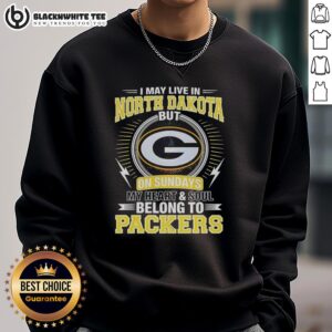 Alt Text: Original Green Bay Packers NFL sweatshirt with 'My heart and soul belong to Packers' design, perfect for fans.
