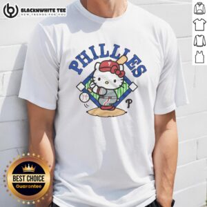 Cute Hello Kitty X Philadelphia Phillies Swing T-Shirt featuring a playful design perfect for baseball fans.