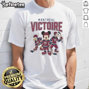 Nice Montreal Victoire Disney Team Ice Hockey T-Shirt featuring vibrant graphics and team colors for fans.
