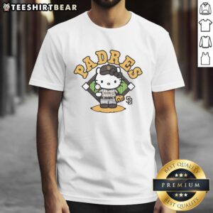 Alt Text: Cute San Diego Padres Hello Kitty T-Shirt featuring a playful design perfect for baseball fans and Hello Kitty lovers.