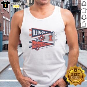 Alt Text: Awesome Illinois Fighting Illini flags on a tank top in Urbana-Champaign, IL, showcasing team spirit and style.