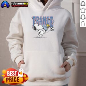 Top Peanuts Snoopy X France soccer hoodie featuring a playful Snoopy design perfect for fans and soccer lovers.