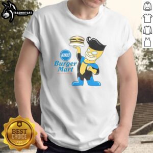 Alt Text: Official Mark's Burger Mart Invincible T-Shirt featuring a bold design and vibrant colors, perfect for burger lovers.