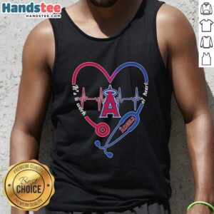 Awesome Los Angeles Angels stethoscope heartbeat tank top, perfect for baseball fans and healthcare professionals.