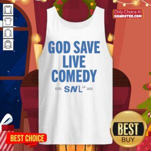 Premium God Save Live Comedy UK 2026 tank top featuring bold graphics and a stylish design for comedy fans.