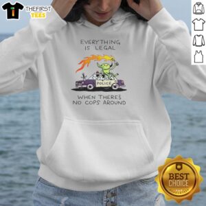 Awesome Wizard Police hoodie featuring the phrase 'Everything is legal when there's no cops around' in a vibrant design.