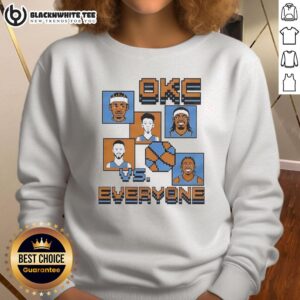 8-bit Oklahoma City Thunder sweatshirt featuring 'OKC vs Everyone' design, perfect for fans and casual wear.
