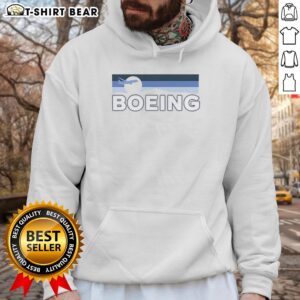 Official Boeing 2026 Wanderer Vintage Hoodie showcasing a classic design in navy blue with the Boeing logo.