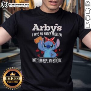 Alt Text: Good Stitch X Arby's 'I Have An Anger Problem' T-Shirt featuring bold text on a stylish graphic tee design.