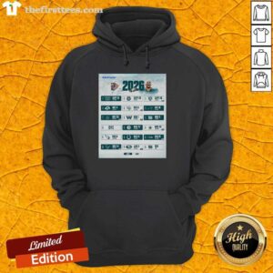Philadelphia Eagles NFL 2026 season schedule hoodie featuring all kickoff times and team graphics.