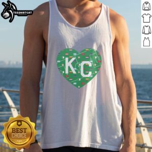 Vintage tank top featuring a nice soccer field and Kansas City heart design, perfect for soccer fans.