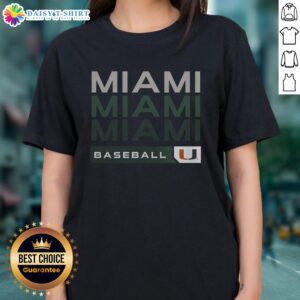 Official Miami Hurricanes college baseball hype ladies tee featuring vibrant team colors and logo, perfect for fans.
