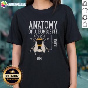Official Anatomy of a Bumblebee Ladies Tee featuring detailed bumblebee diagram and stylish design for women.
