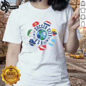 Nice Soccer City USA ladies tee featuring a stylish design perfect for soccer fans and casual wear.