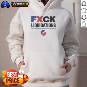 Good Fxck Liquidations logo hoodie in black, showcasing stylish design and comfortable fit for casual wear.